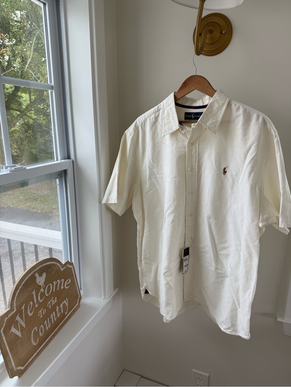 Ralph Lauren Cream Short-Sleeve Button-Down Shirt